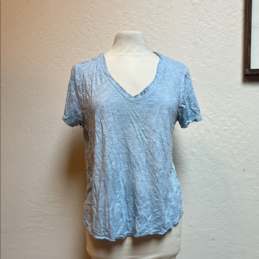 Maeve by Anthropologie v neck blue tie dye shirt